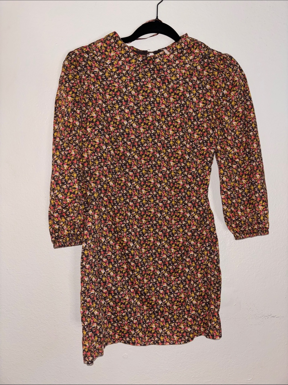 Free People Floral Print Long-Sleeve Mini Dress - Pink & Yellow Floral